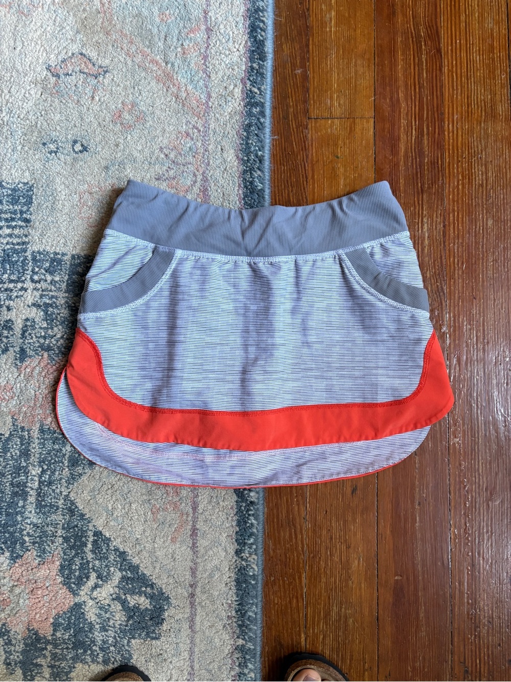 lululemon athletica Gray and Red Striped Athletic Skort